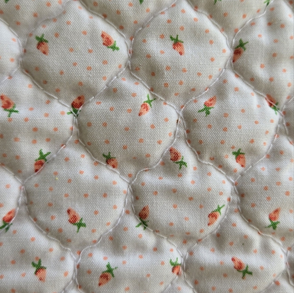 VTG Tiny Tots Baby Girl 12 months Quilted overalls Pink Floral Carrot Romper 90s - Picture 17 of 17